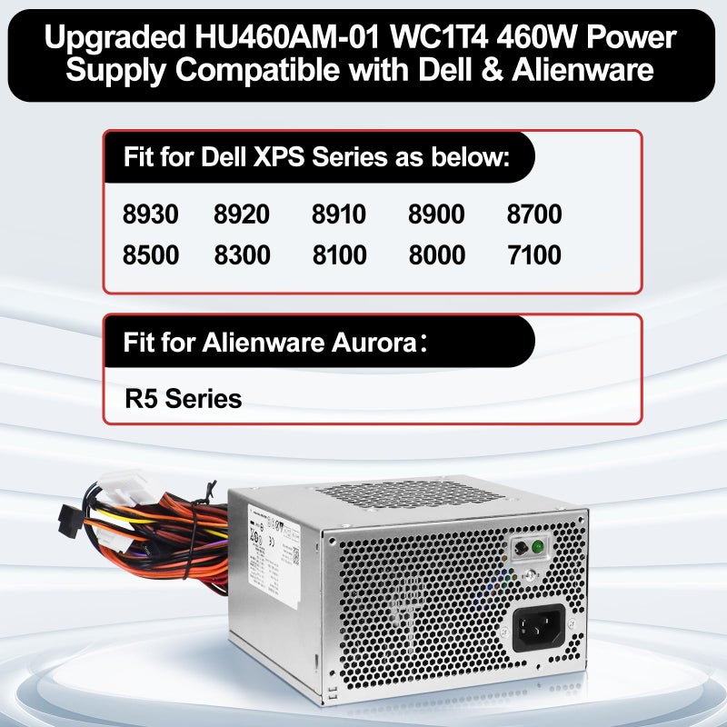 LXun Upgrad HU460AM-01 WC1T4 D460AM-03 460W Power Supply Compatible with Dell XPS 8930 8920 8910 8900 8700 8300 Alien-Ware Aurora R5 Replacs DPS-460DB-15 AC460AM-01 WY7XX L350AM-00 AC460AD-00 PSU - Image 3